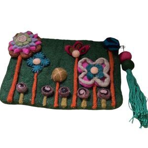 Boiled Wool clutch pouch made in Nepal handbag.